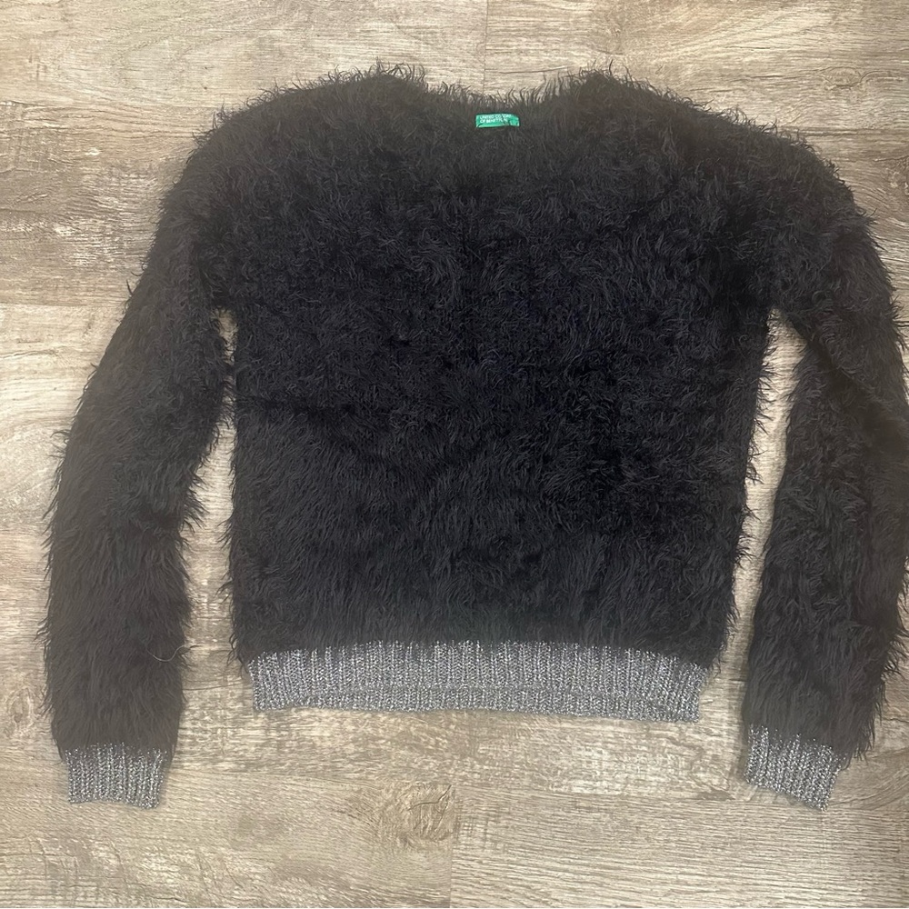 United‎ Colors Of Benetton Black Fuzzy Sweater